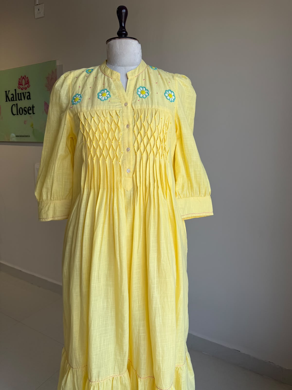 A0862 yellow cotton one piece dress