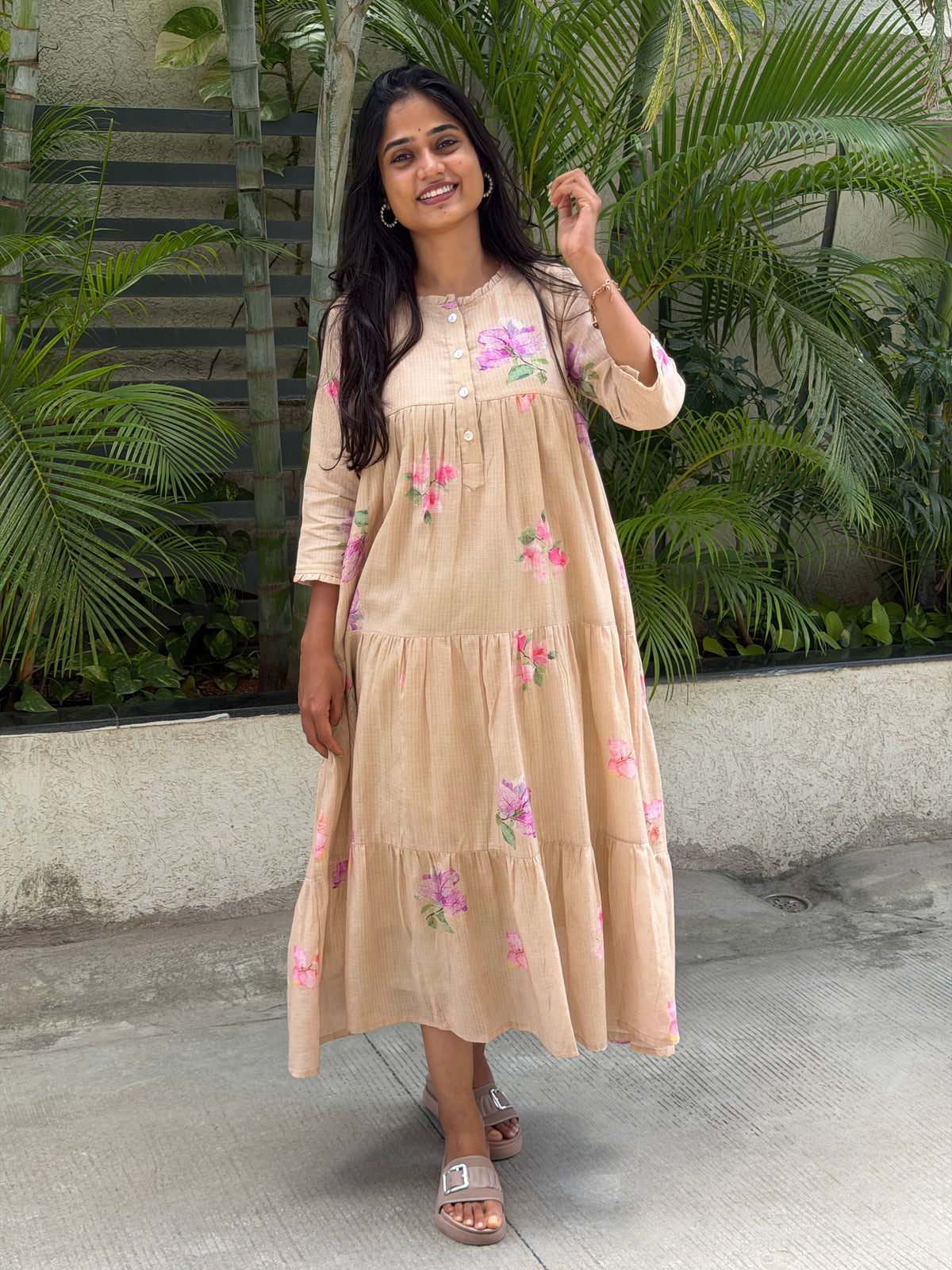 A0832 Mul Kota dresswith floral print all over the outfit