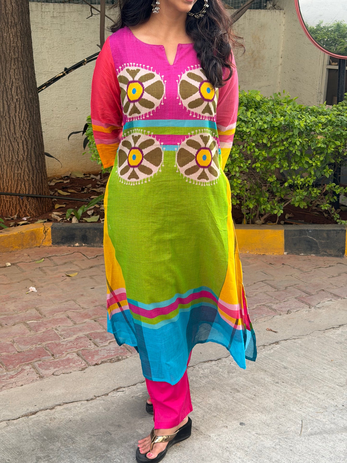 A0655 Mul cotton 2pc set in beautiful multi shade