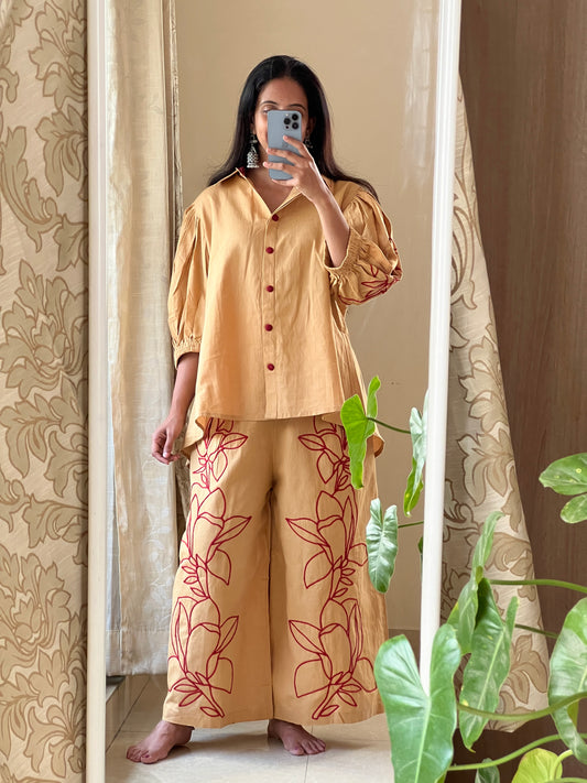 A0337 Pure cotton coord set with sleek thread work detailing