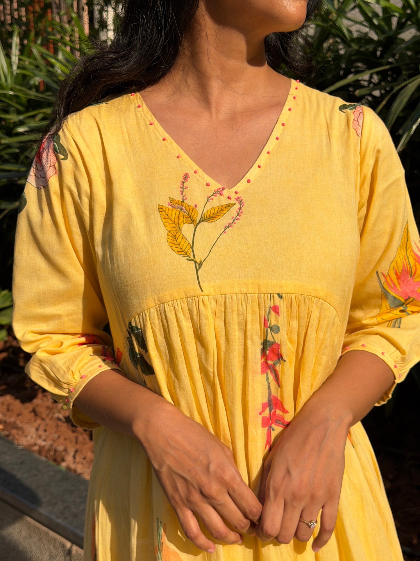 A0745 Sunshine Bloom 🌼 Mul cotton 4 tiered dress