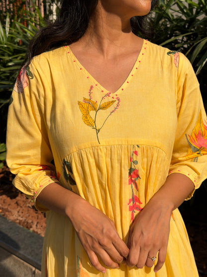 A0745 Sunshine Bloom 🌼 Mul cotton 4 tiered dress