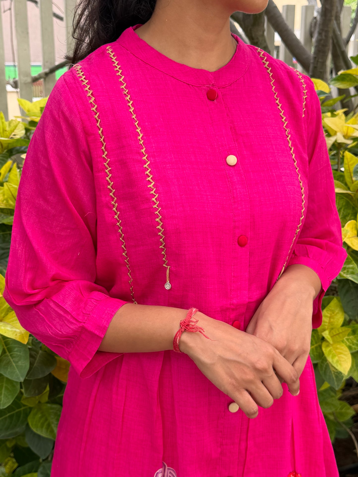 A0688 Pink floral Mulmul 2pc set