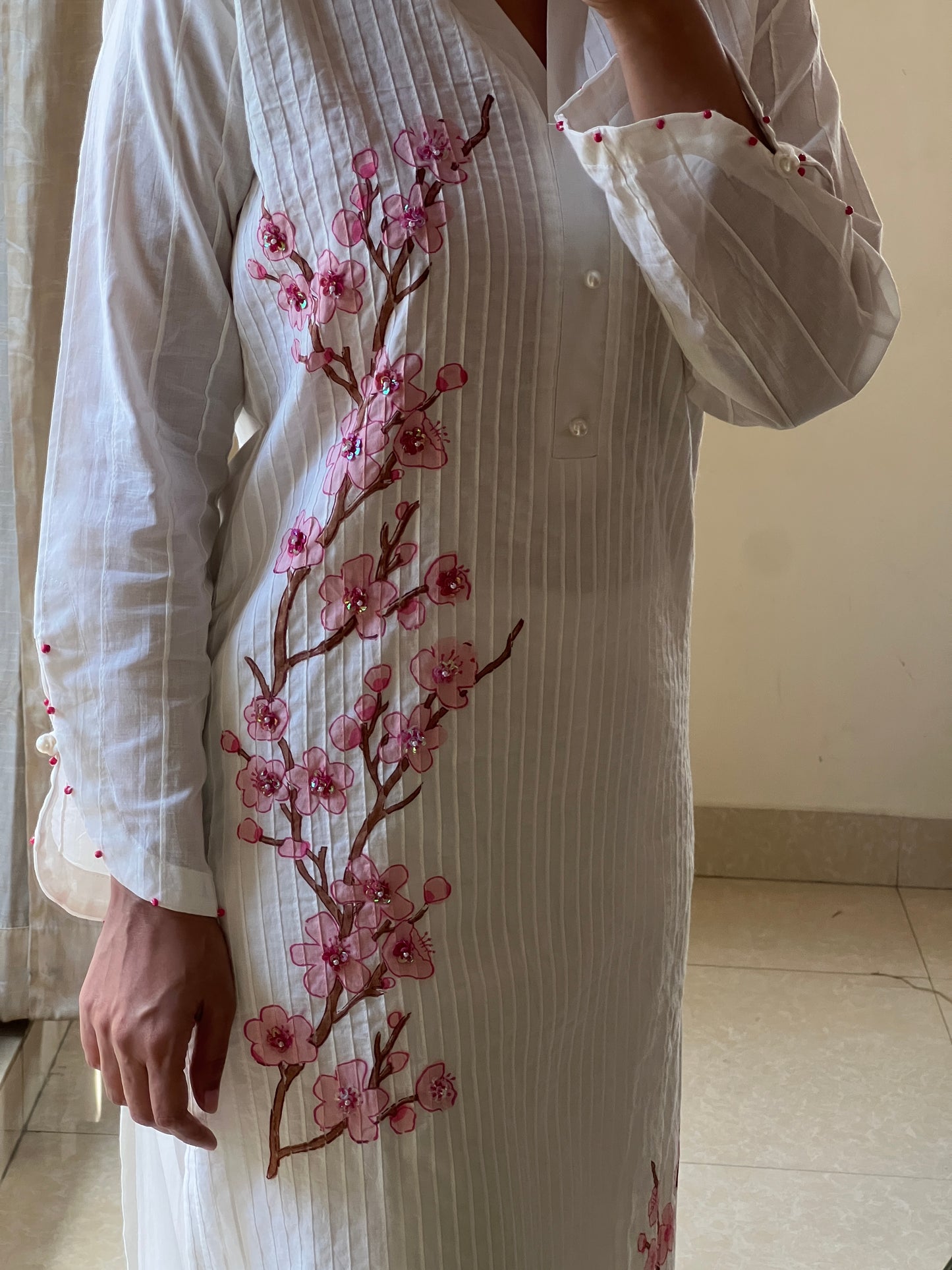A0459 premium cotton 2 piece dress with hand block printing comes with complete lining