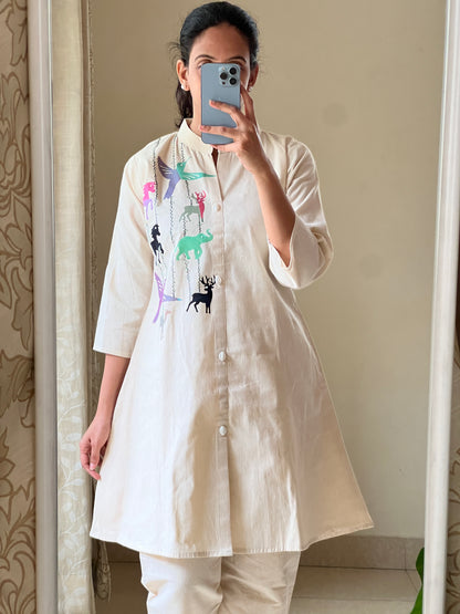 A0474 khadi animal printed coord set