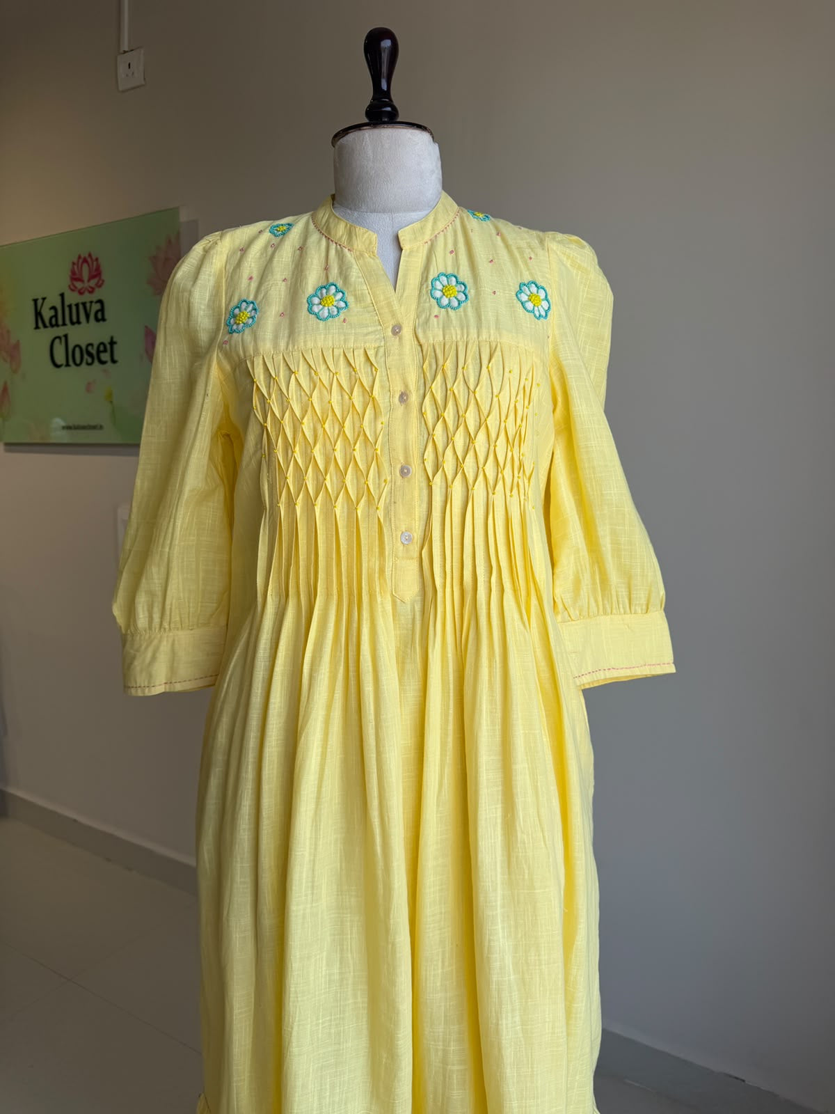 A0862 yellow cotton one piece dress