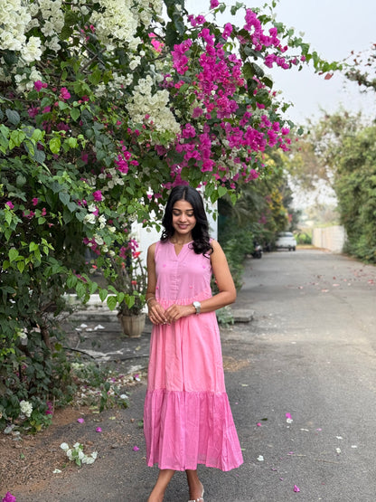 A0630 pink shaded 3 tier frock budget friendly collection