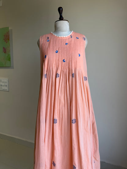 A0859 Jamdani double layer dress in pure Mul cotton