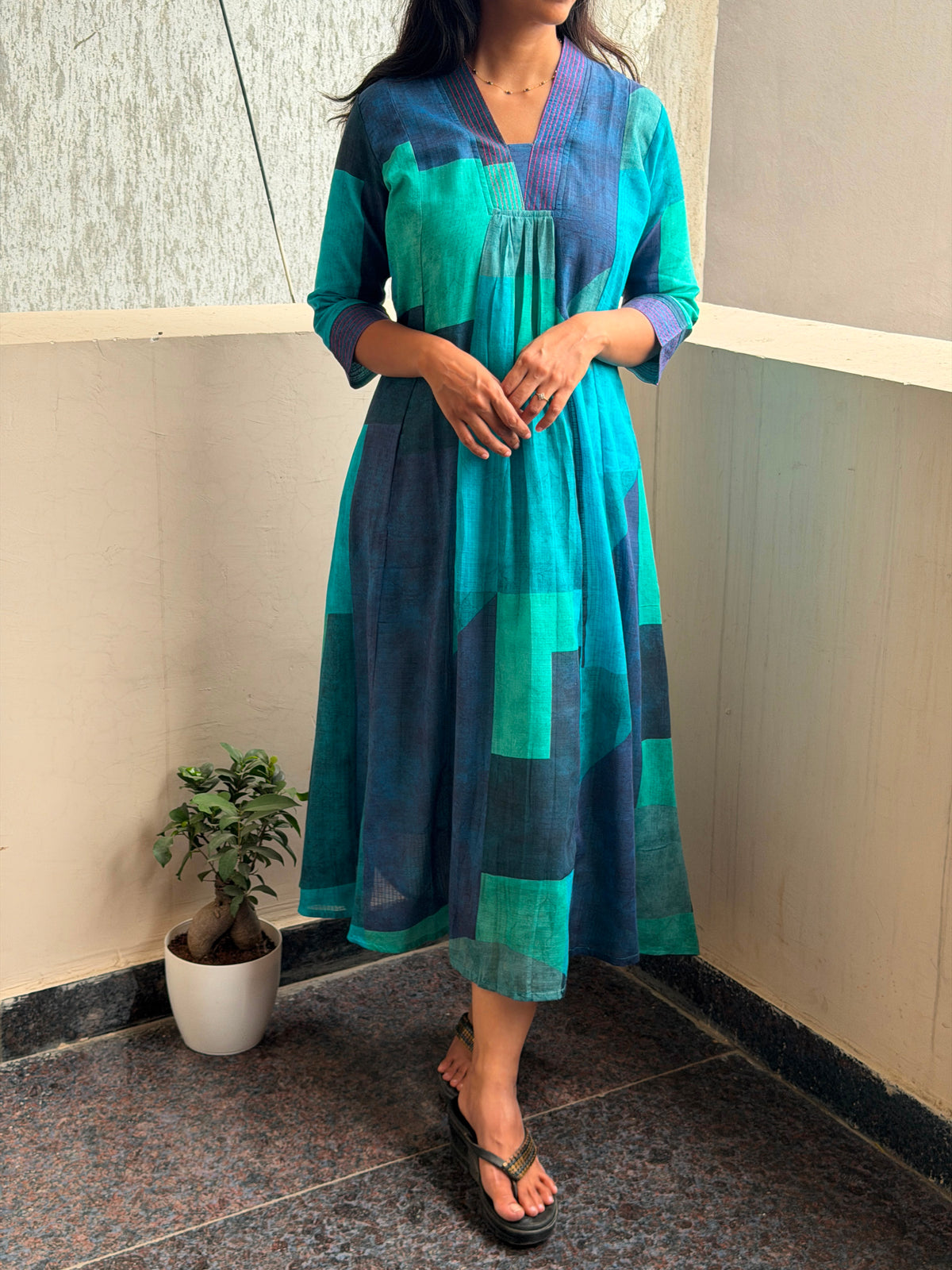 A0805 Kota cotton self design abstract dress