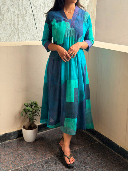 A0805 Kota cotton self design abstract dress