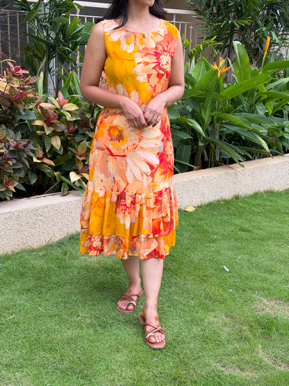 A0807 The marigold Mousse in cotton silk digital print.