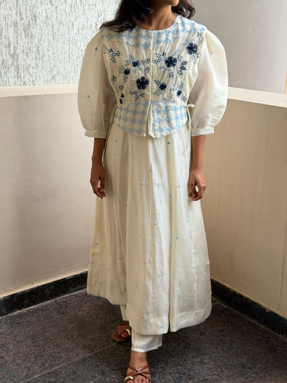 A0750 Mul Chanderi dress in coat style