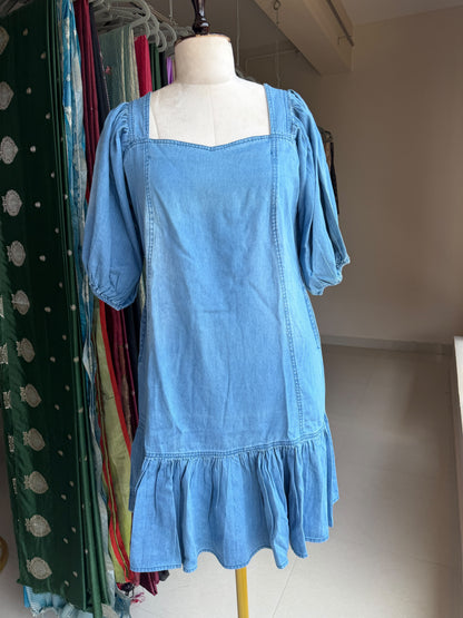 Denim knee length dress