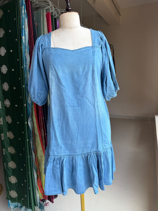 Denim knee length dress