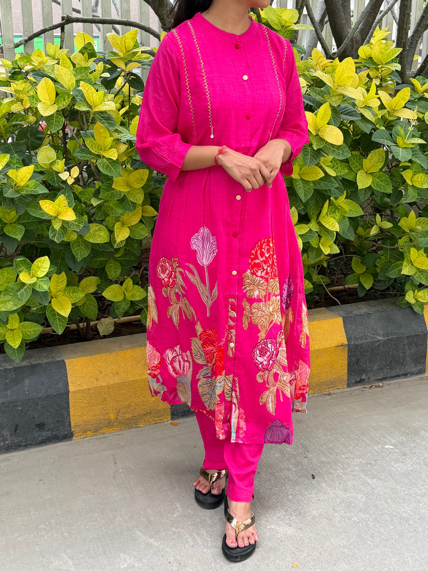 A0688 Pink floral Mulmul 2pc set