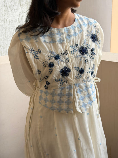 A0750 Mul Chanderi dress in coat style