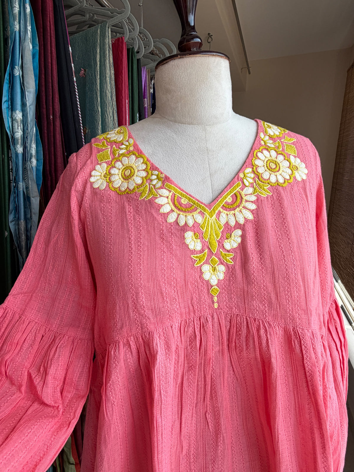 Peach cotton jeans top