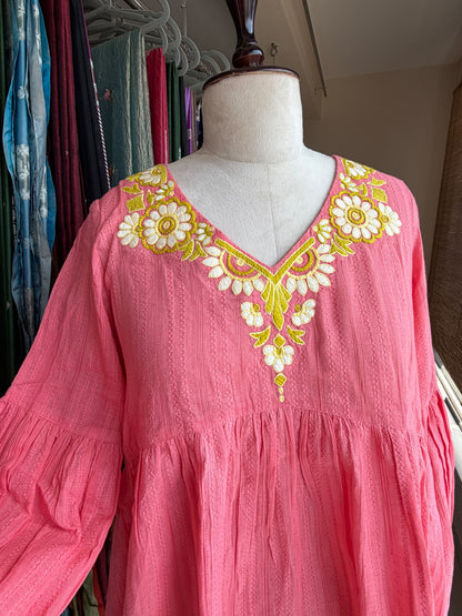 Peach cotton jeans top
