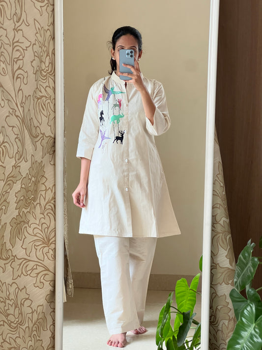 A0474 khadi animal printed coord set