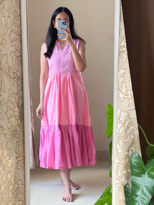 A0630 pink shaded 3 tier frock budget friendly collection