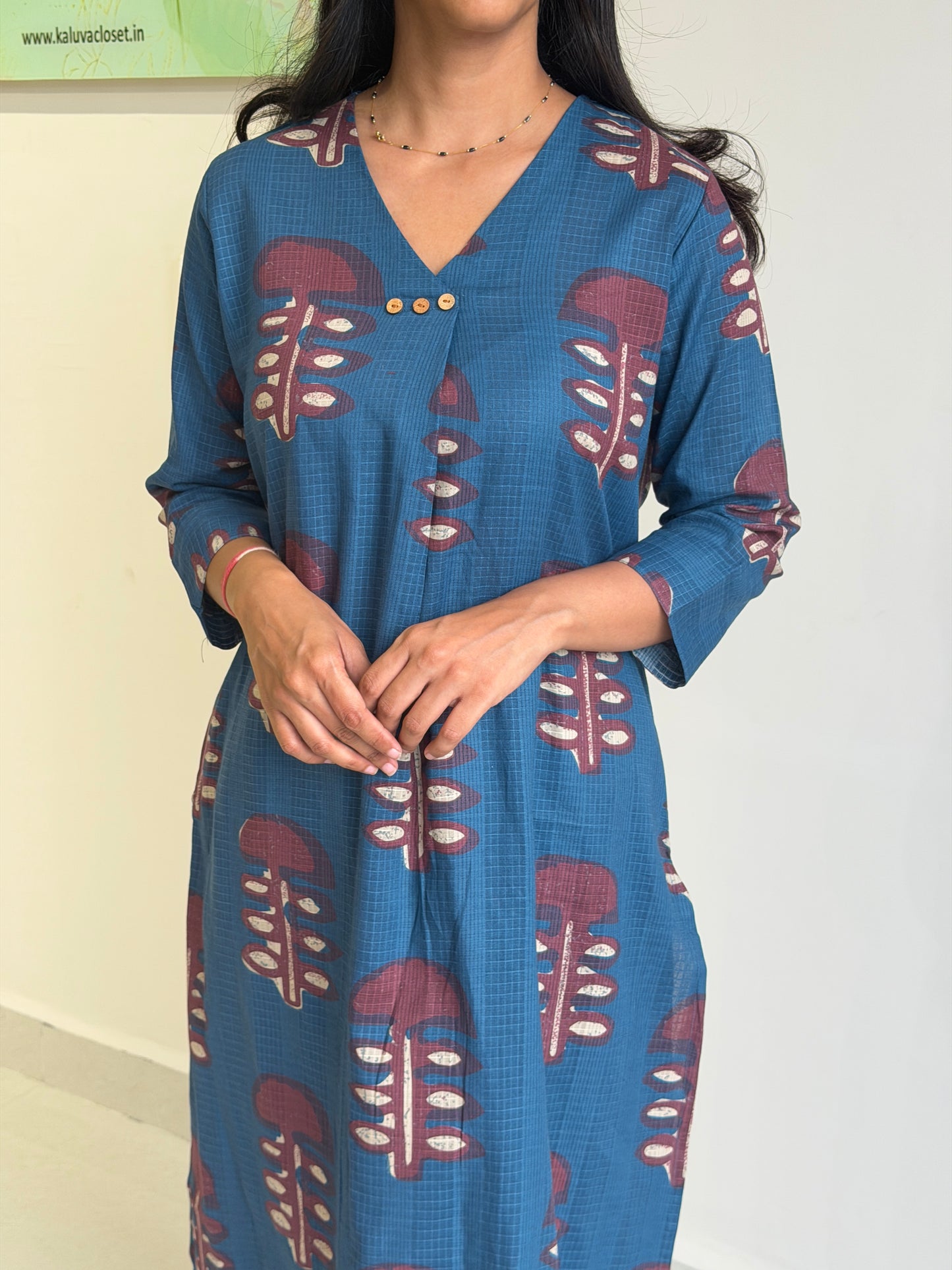 A0729 blue Kota digital printed 2 piece set