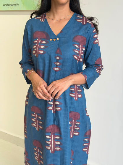 A0729 blue Kota digital printed 2 piece set